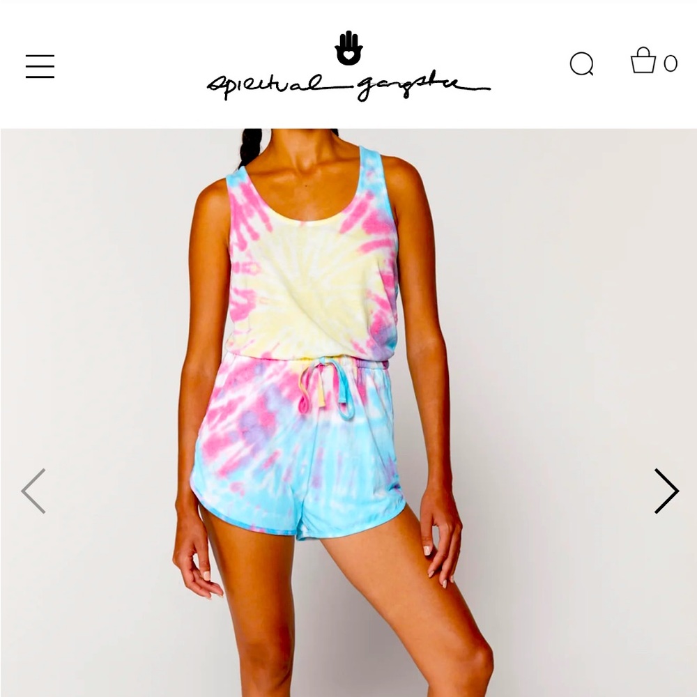 Spiritual Gangster Tie Dye Perfect Lounge Romper 
Size Small 
Pink Blue Yellow